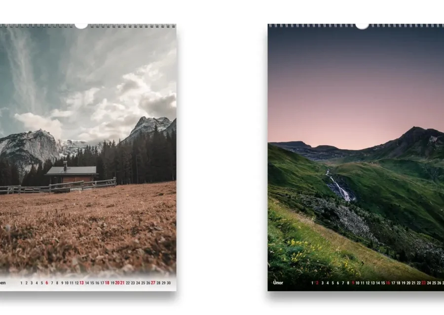 Bezokrajový tisk fotografie u nástěnného kalendáře